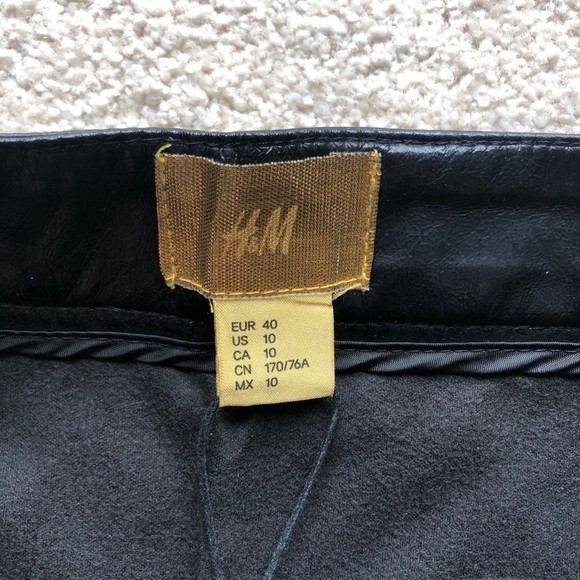 H&M Skirts Hm By Night Black Patent Faux Leather Zip Front Skirt Size A Line High Rise